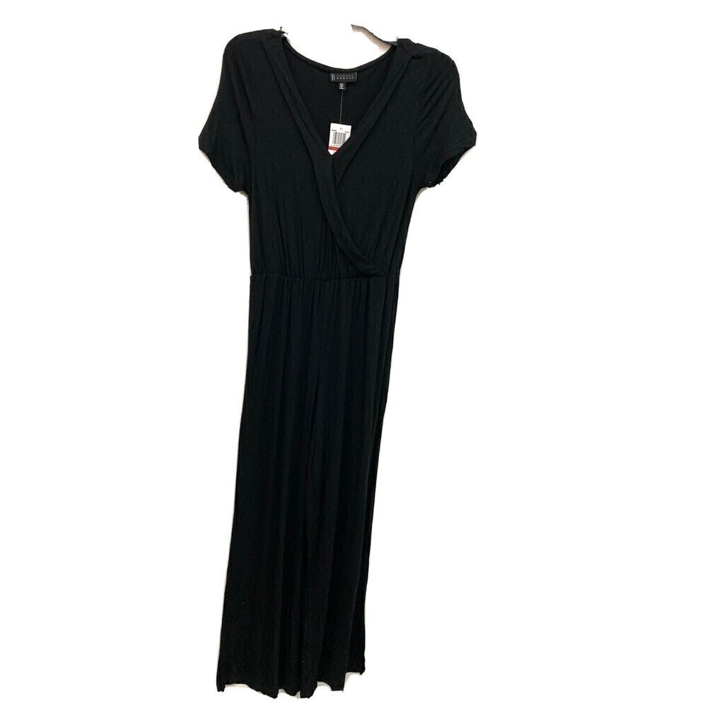B Collection Bobeau Womens Size XS Black Surplice Stretch Jumpsuit